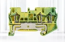 Pull-back spring yellow-green terminal ST2.5-TWIN-PE one-in, two-out grounding terminal block